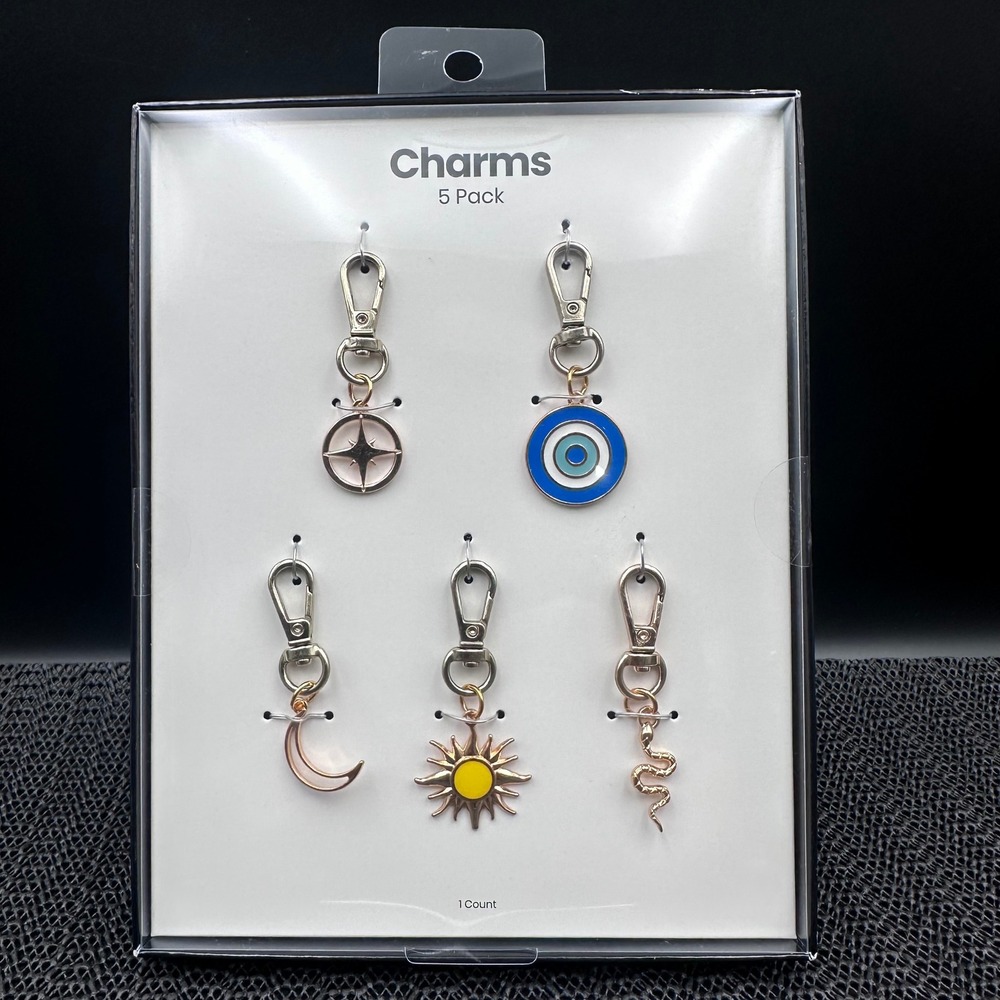 Gems Find Yours Metal Charms 5 Pack Celestial Evil Eye Moon Sun Snake Set NIB